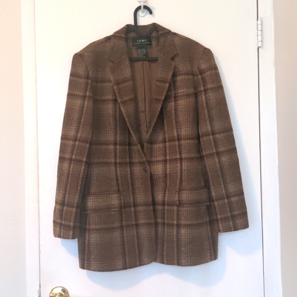 Lauren Ralph Lauren Jackets & Blazers - Vintage Ralph Lauren 100% wool brown plaid blazer L